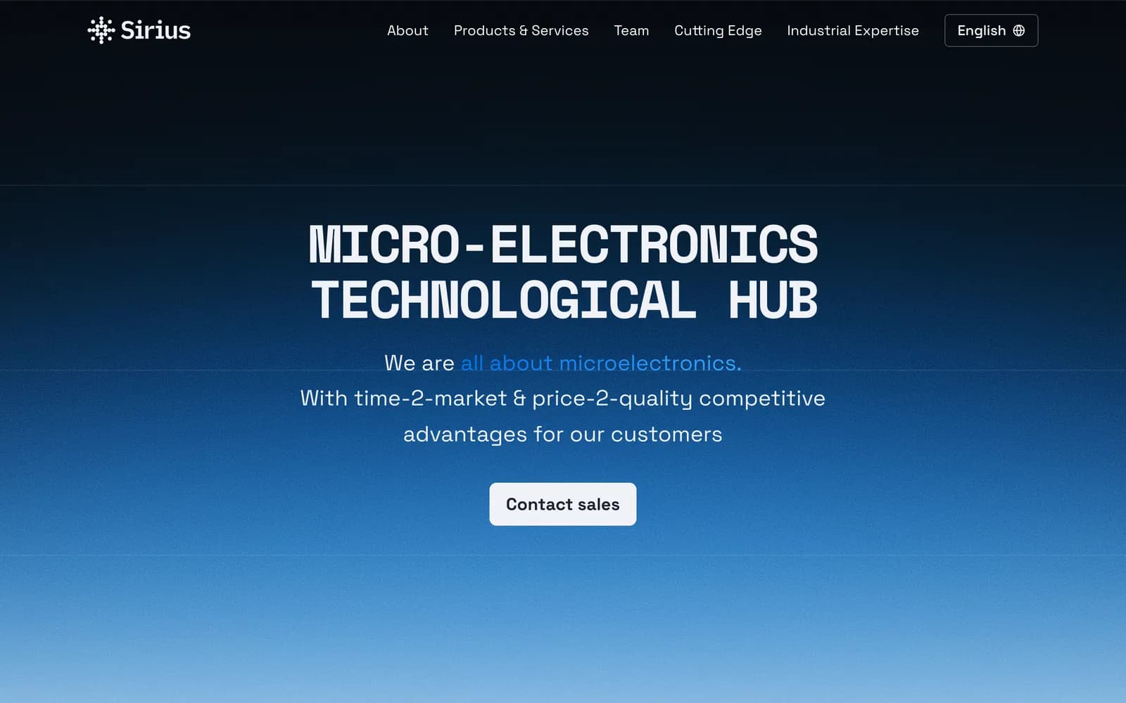 Sirius Semiconductors — экран сайта 1.1