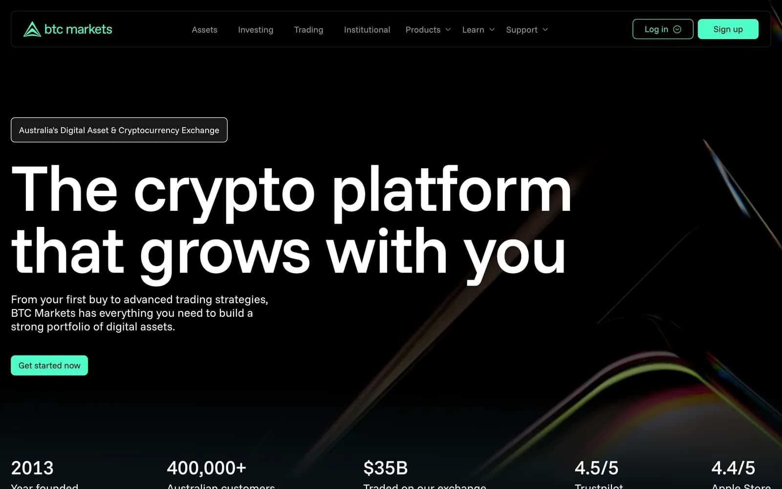 BTC Markets — экран сайта 1.1