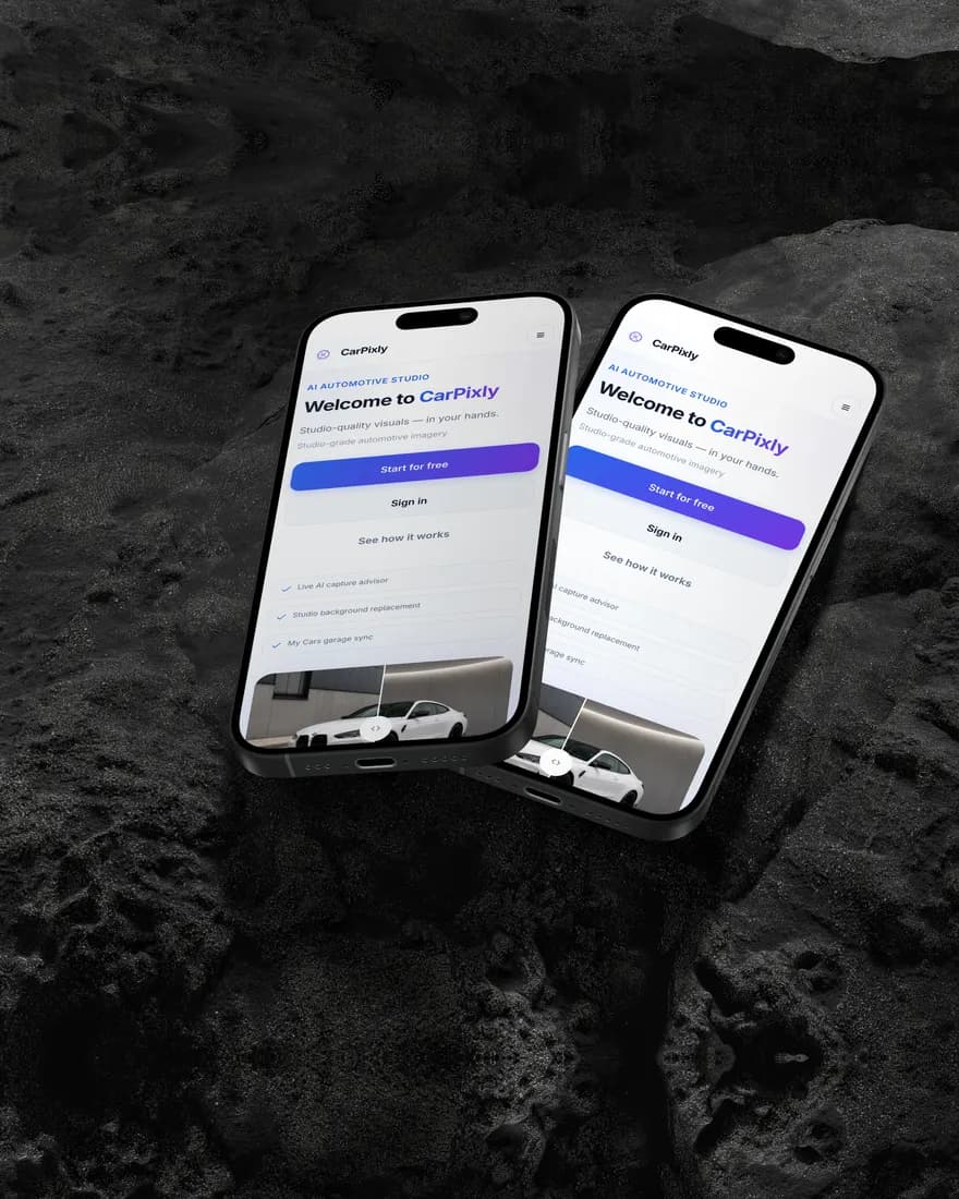 CarPixly : site mobile