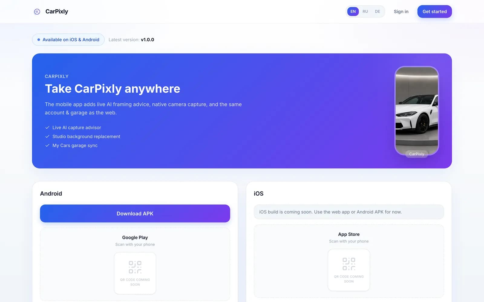 CarPixly — pantalla de escritorio 2.1